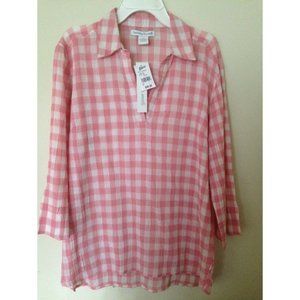 Hasting and Smith Pink Plaid Blouse for Women , Size Small